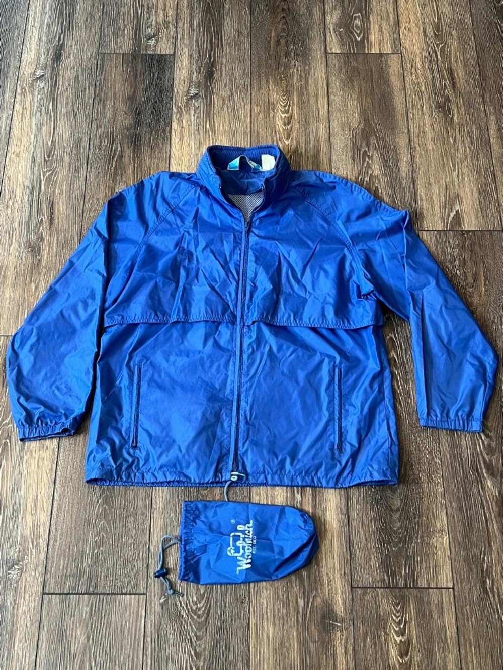 Vintage Woolrich Teton Royal Blue Packable Windbreaker Jacket Womens Size XL